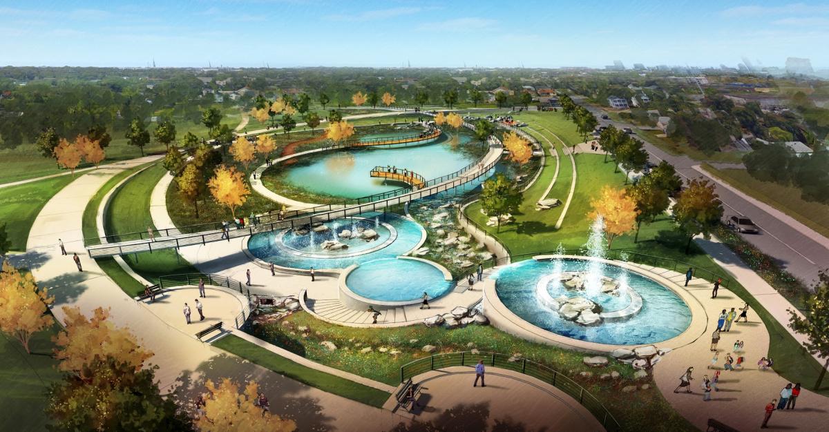 Then and Now San Antonio Riverwalk Rodney Cook Sr. Park Freese and